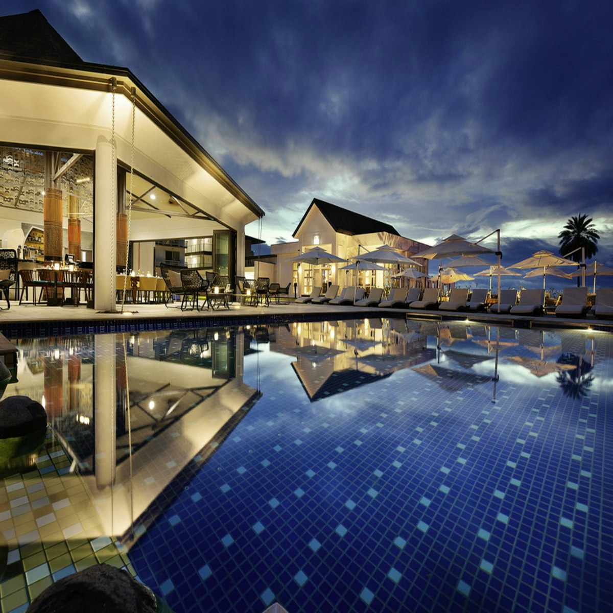 Interior of a luxury hotel lobby