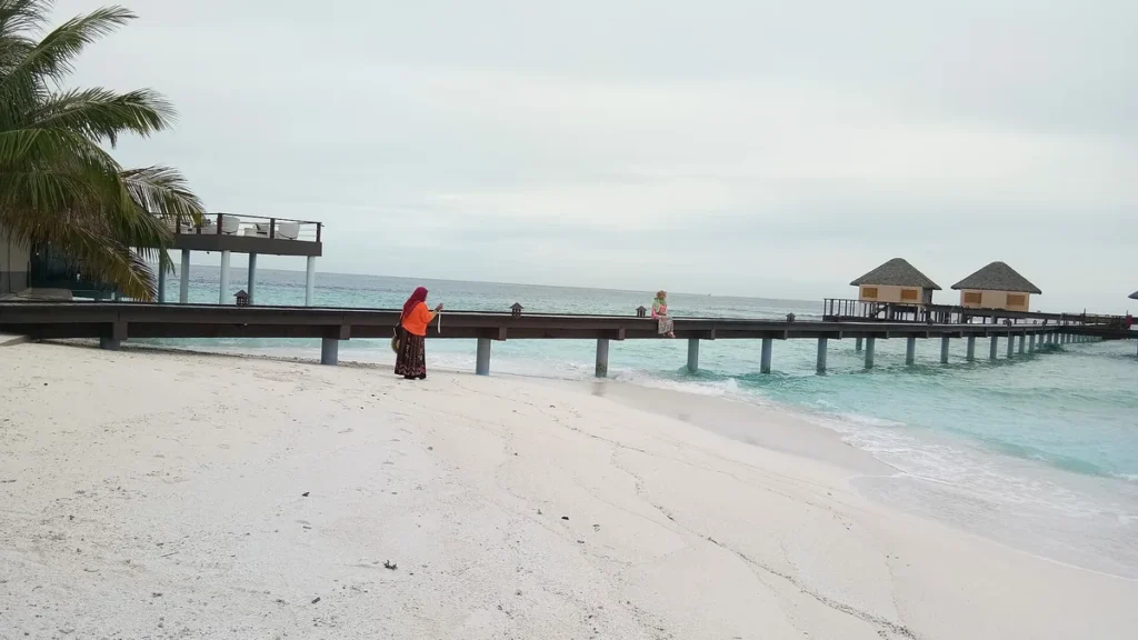 Beach and lagoon at a Maldives resort