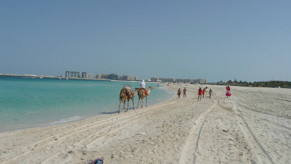 Beach in Dubai looking towards Palm Jumeirah