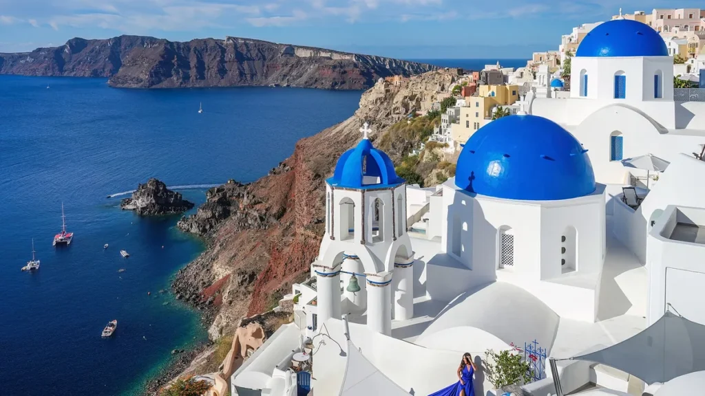 Blue-domed churches in Oia, Santorini