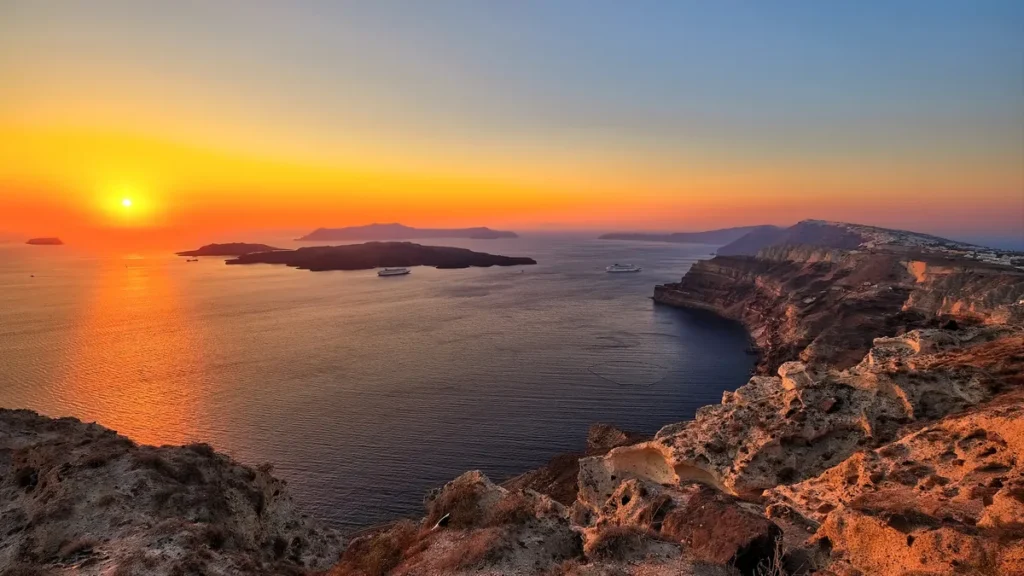 Sunset over the caldera in Santorini