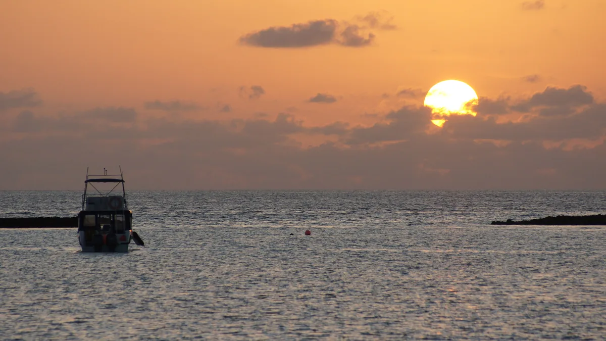 Sunset over the Indian Ocean in the Maldives