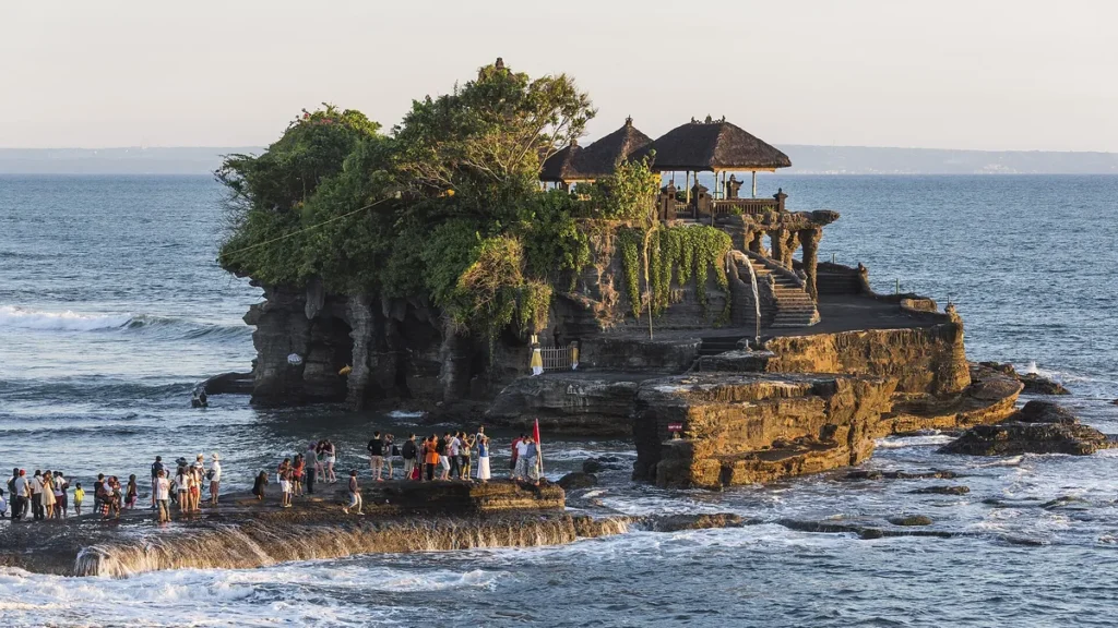 Tanah Lot temple in Bali at sunset